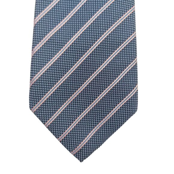 Boss Hugo Boss Tie Mens Blue Silk Narrow Stripes Luxury Designer Made in Italy - Picture 6 of 11